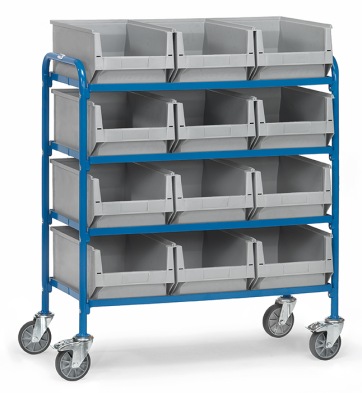 Etagewagen met 12 magazijnbakken