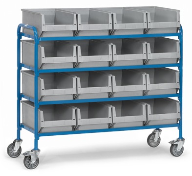 Etagewagen met 16 magazijnbakken